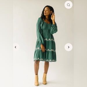 Green Floral Boho Dress